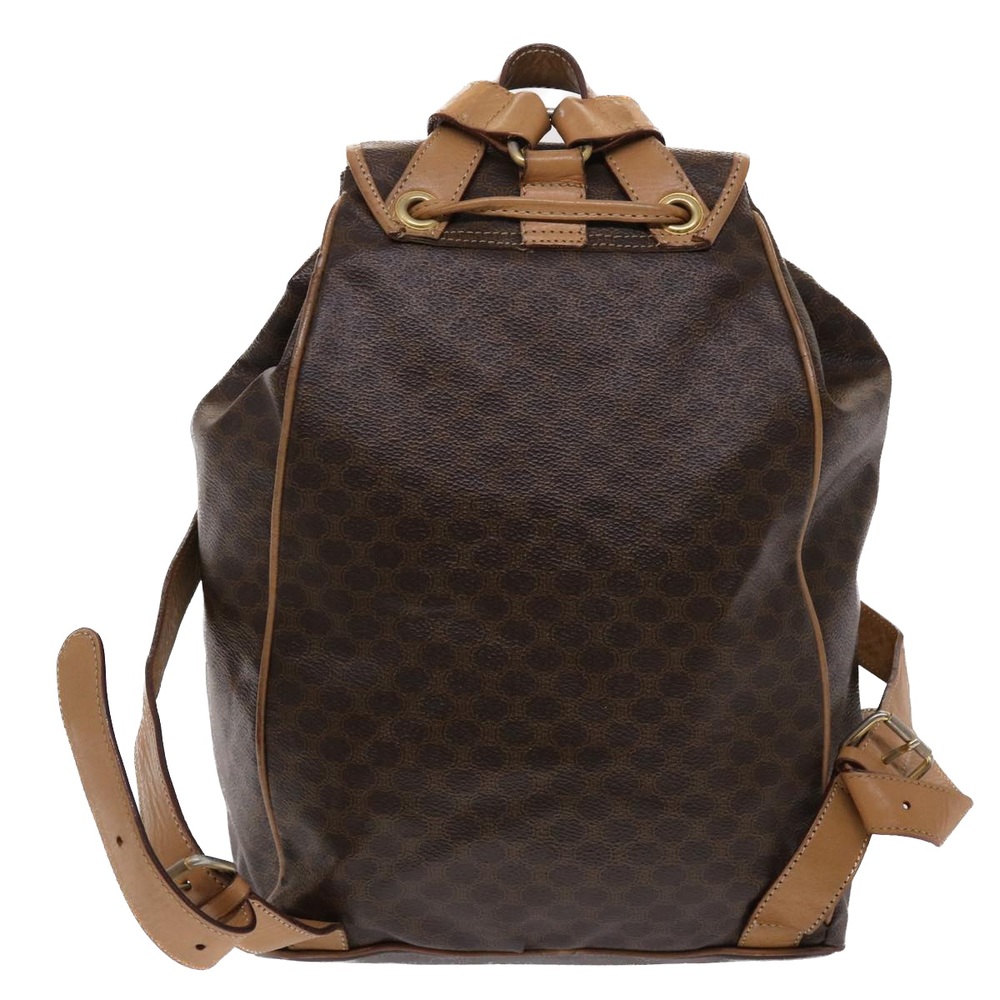 CELINE Macadam Canvas Backpack PVC Leather Brown Auth bs6391 - Picture 2 of 16